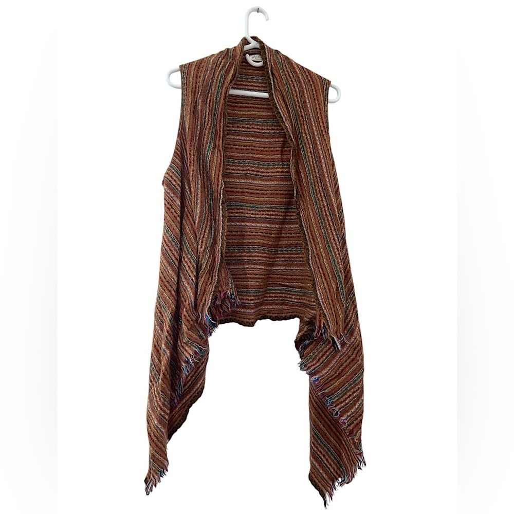 Colorful Knit Shawl Open Cardigan Women’s Rainbow Long Oversized Poncho Shrugs